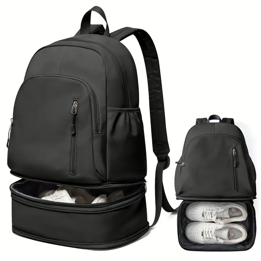 Stylish Black Backpack with Shoe Compartment