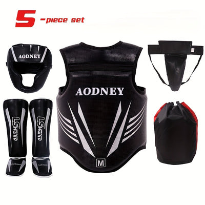 5-Piece Sanda & Boxing Protective Gear Set – Thick PU Training Protection