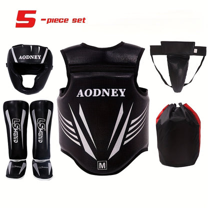 5-Piece Sanda & Boxing Protective Gear Set – Thick PU Training Protection