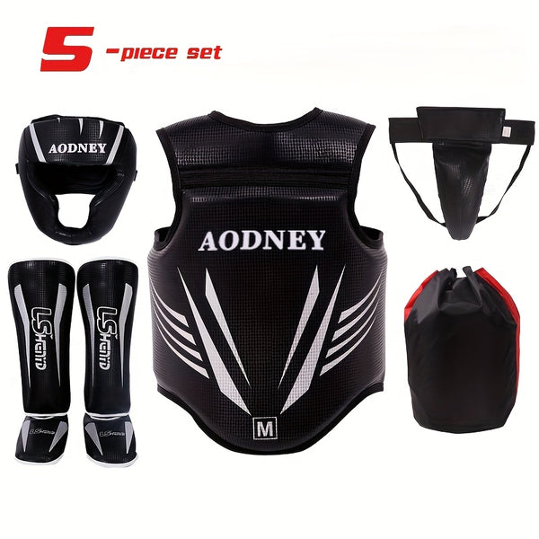 5-Piece Sanda & Boxing Protective Gear Set – Thick PU Training Protection