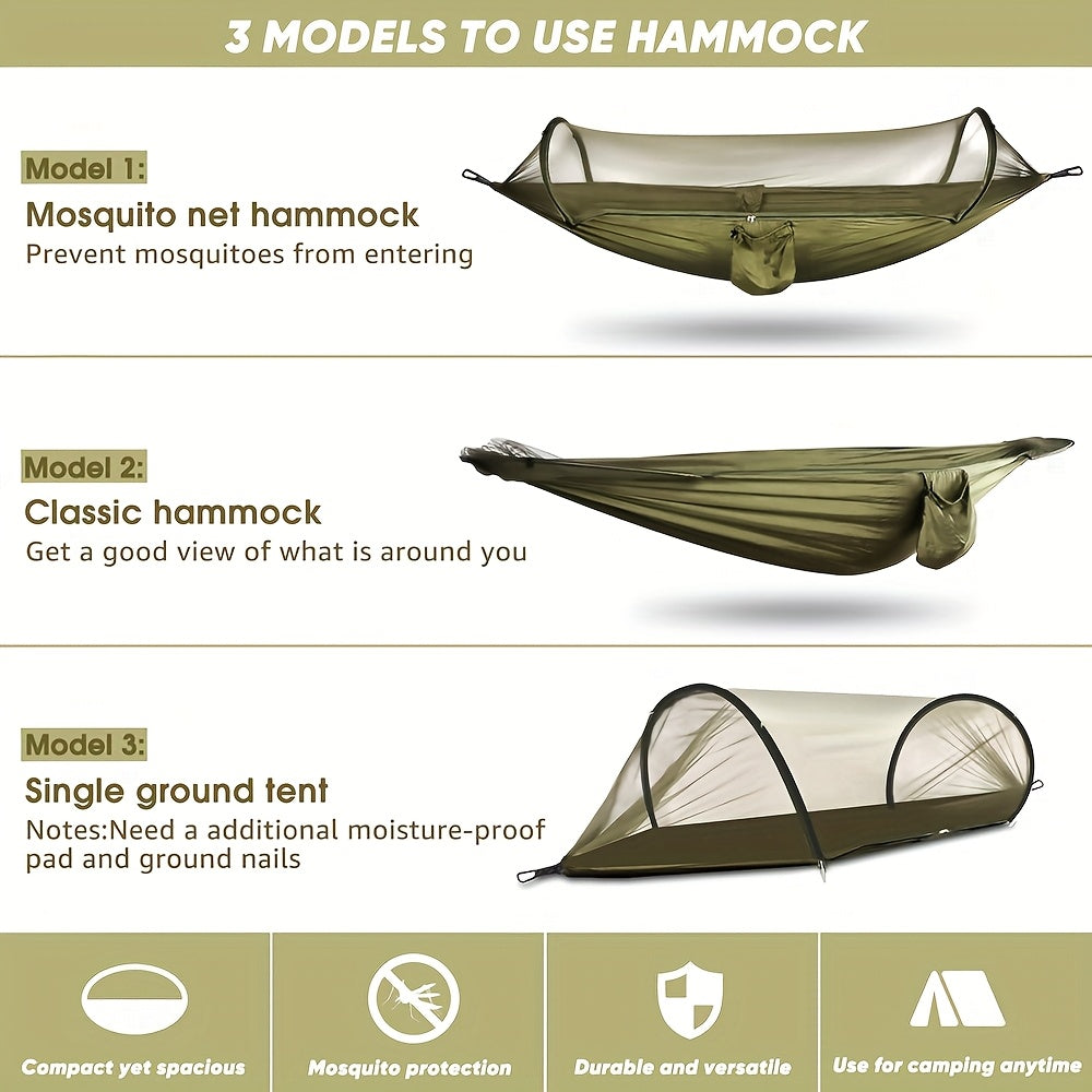 Automatic Quick-Deploy Mosquito Net Hammock