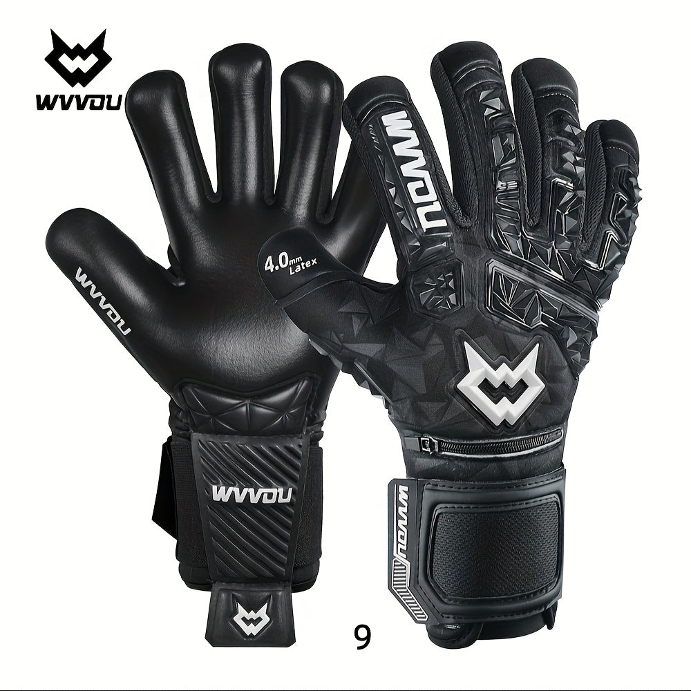 Adult Football Goalkeeper Gloves with Finger Protection and Sticky Latex Grip