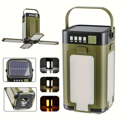 Portable Solar Rechargeable LED Camping Light with 6 Modes and Collapsible Design