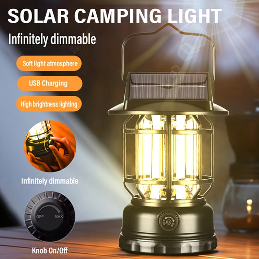 Rechargeable Dimmable LED Camping Lantern with USB Charging and Hook