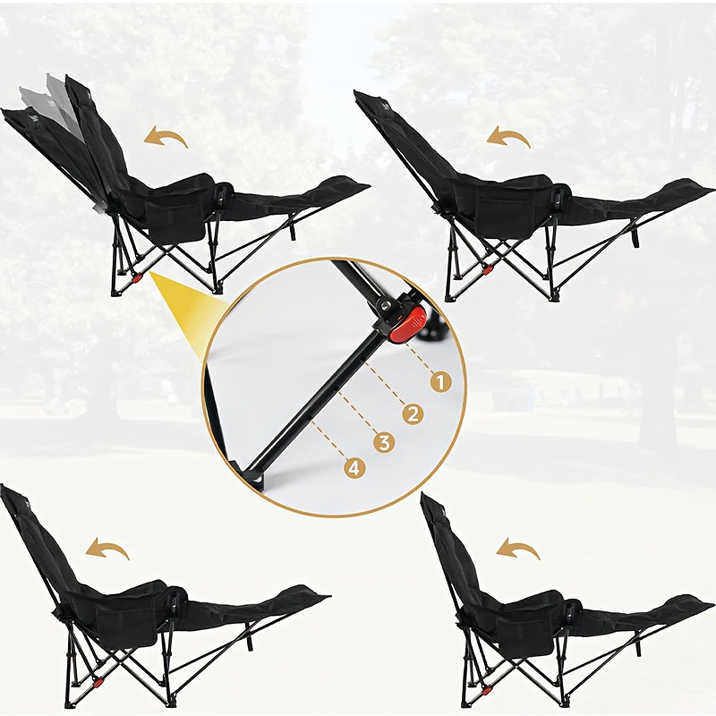 Adjustable Folding Camping Chair – Ergonomic 2-in-1 Lounge &amp; Footrest