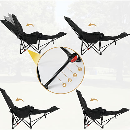 Adjustable Folding Camping Chair – Ergonomic 2-in-1 Lounge &amp; Footrest
