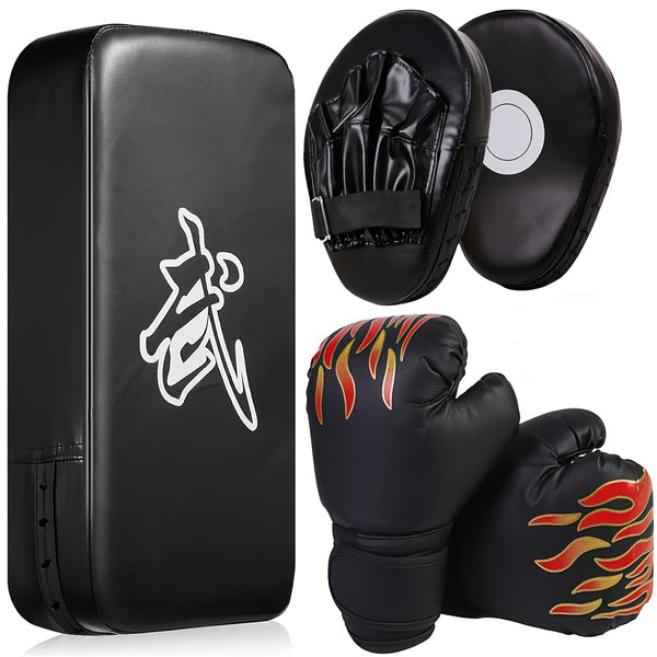 3-in-1 Boxing Training Set – Punching Mitts, Kick Pads & Gloves (5pcs)
