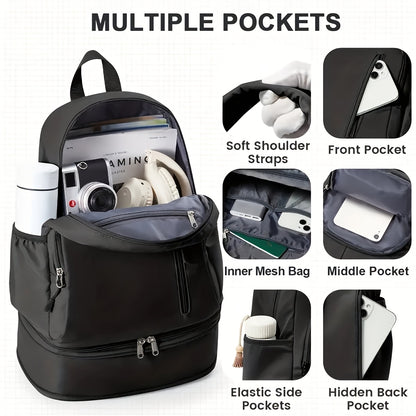Stylish Black Backpack with Shoe Compartment