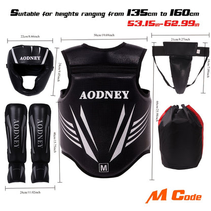 5-Piece Sanda & Boxing Protective Gear Set – Thick PU Training Protection