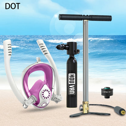 0.5L Portable Diving Tank & Full-Face Snorkel Mask Set – Underwater Breathing for 5-10 Minutes – Black