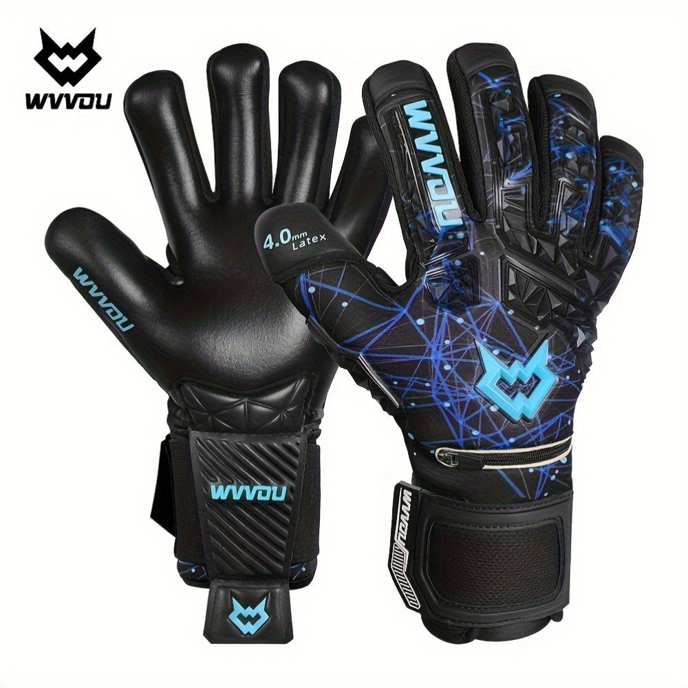 Adult Football Goalkeeper Gloves with Finger Protection and Sticky Latex Grip