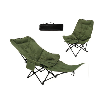 Adjustable Folding Camping Chair – Ergonomic 2-in-1 Lounge &amp; Footrest