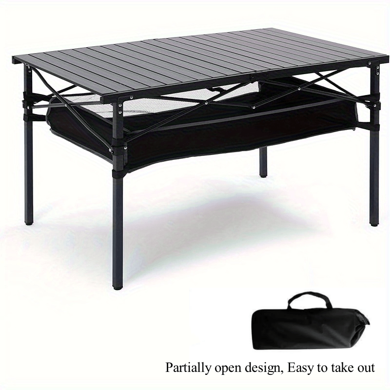 Portable Folding Outdoor Table with Mesh Pocket &amp; Storage Bag