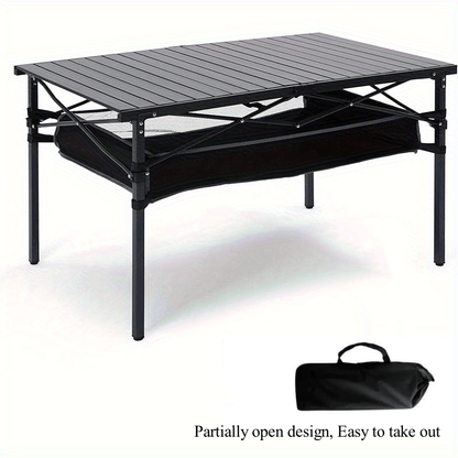 Portable Folding Outdoor Table with Mesh Pocket &amp; Storage Bag