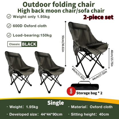 Ultra-Lightweight Portable Folding Chair – High Back with Padded Seat