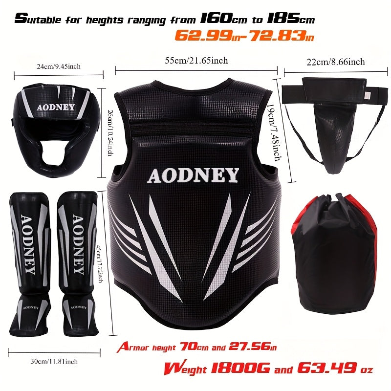 5-Piece Sanda & Boxing Protective Gear Set – Thick PU Training Protection