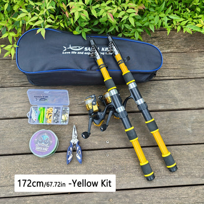 2-Piece Telescopic Fishing Rod & Reel Combo Set with 100m Line and Gear Bag