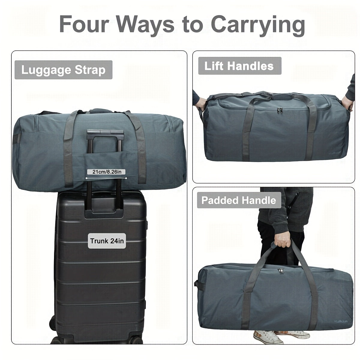 100L Extra Large Travel &amp; Sports Duffle Bag – Black