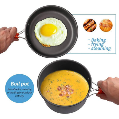 Lightweight Aluminium Camping Cookware Set – 2 to 4 People