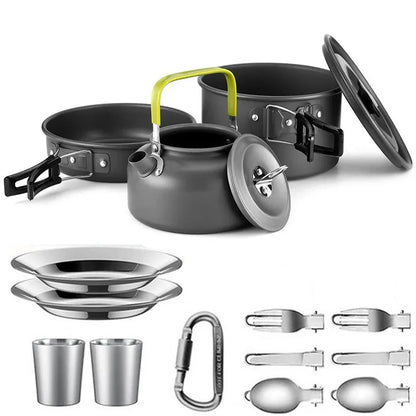 Lightweight Aluminium Camping Cookware Set – 2 to 4 People