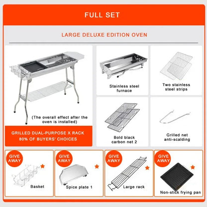 Portable Stainless Steel Charcoal BBQ Grill