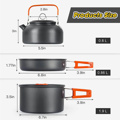 Lightweight Aluminium Camping Cookware Set – 2 to 4 People