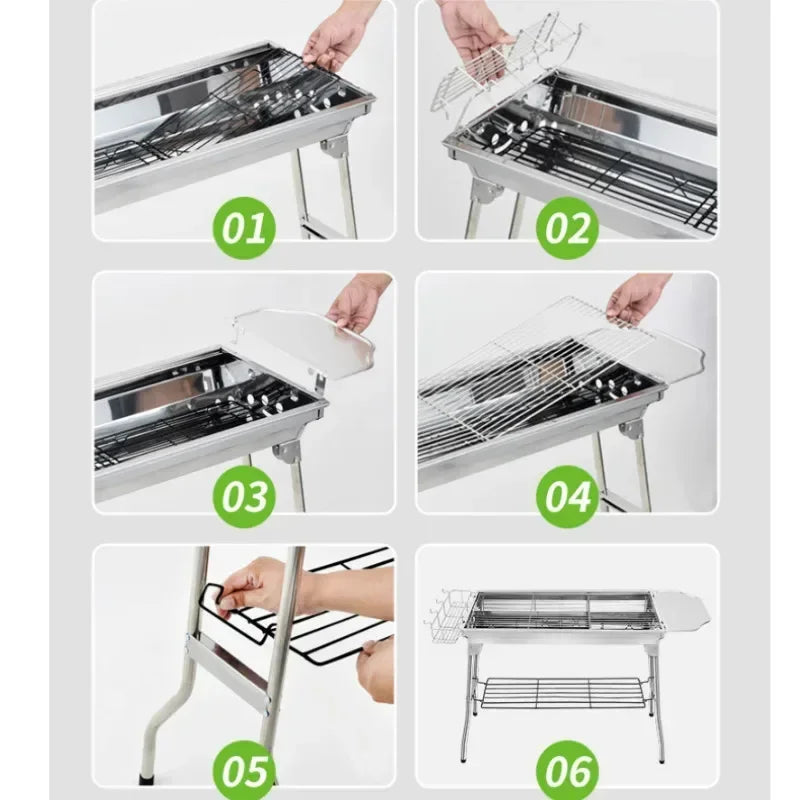 Portable Stainless Steel Charcoal BBQ Grill
