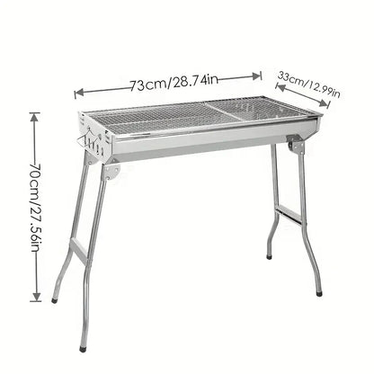 Stainless Steel Folding BBQ Grill – Large &amp; Portable