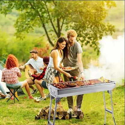 Stainless Steel Folding BBQ Grill – Large &amp; Portable