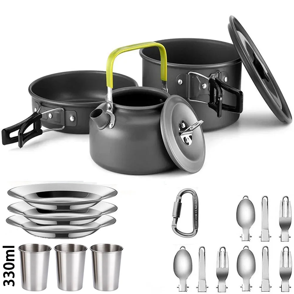 Lightweight Aluminium Camping Cookware Set – 2 to 4 People