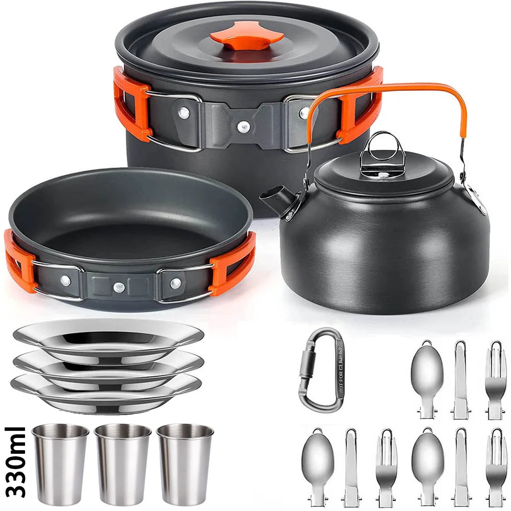 Lightweight Aluminium Camping Cookware Set – 2 to 4 People