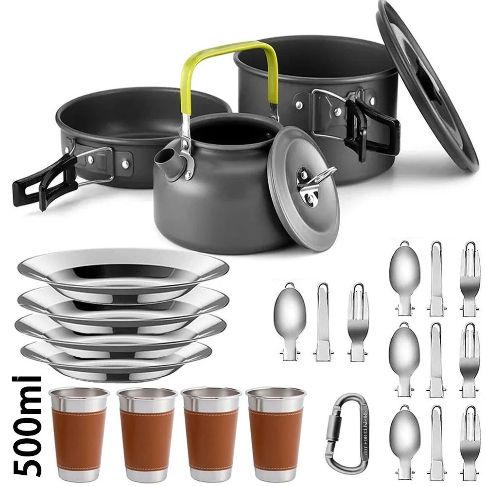 Lightweight Aluminium Camping Cookware Set – 2 to 4 People
