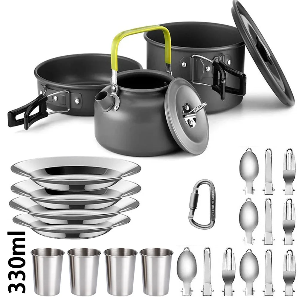 Lightweight Aluminium Camping Cookware Set – 2 to 4 People