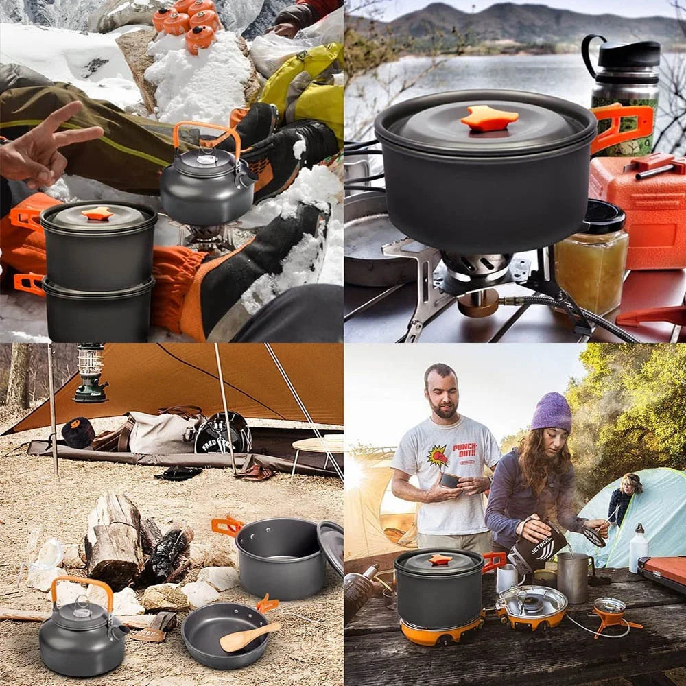 Lightweight Aluminium Camping Cookware Set – 2 to 4 People