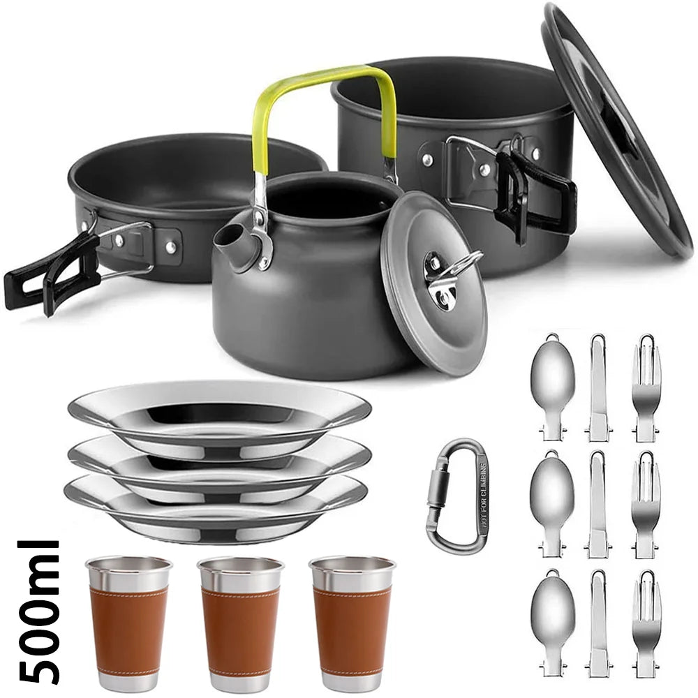 Lightweight Aluminium Camping Cookware Set – 2 to 4 People
