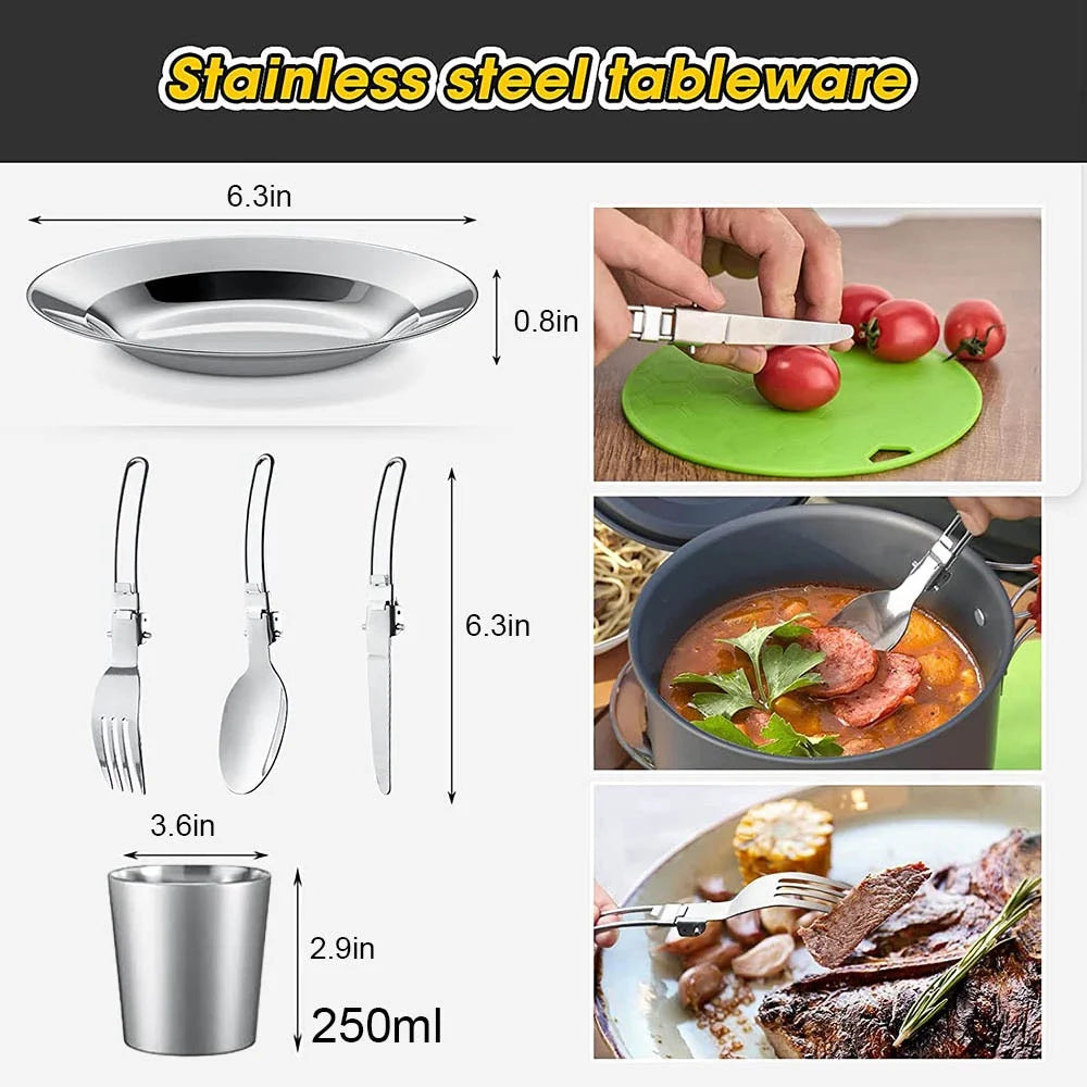 Lightweight Aluminium Camping Cookware Set – 2 to 4 People