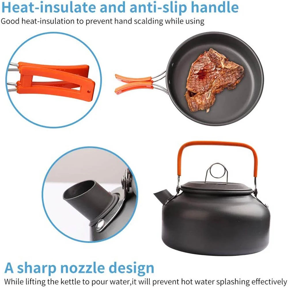 Lightweight Aluminium Camping Cookware Set – 2 to 4 People
