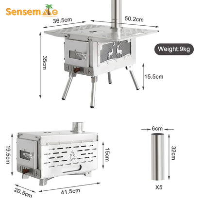 Portable Stainless Steel Folding Wood Stove