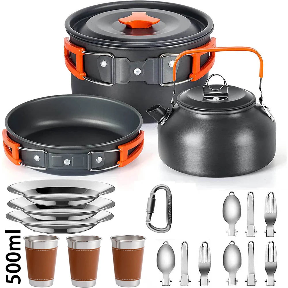 Lightweight Aluminium Camping Cookware Set – 2 to 4 People