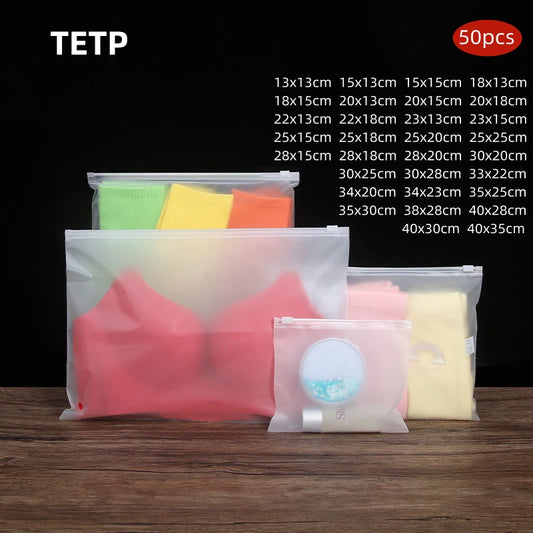 50pcs Frosted Zipper Bags – Camping Food Storage &amp; Organisation