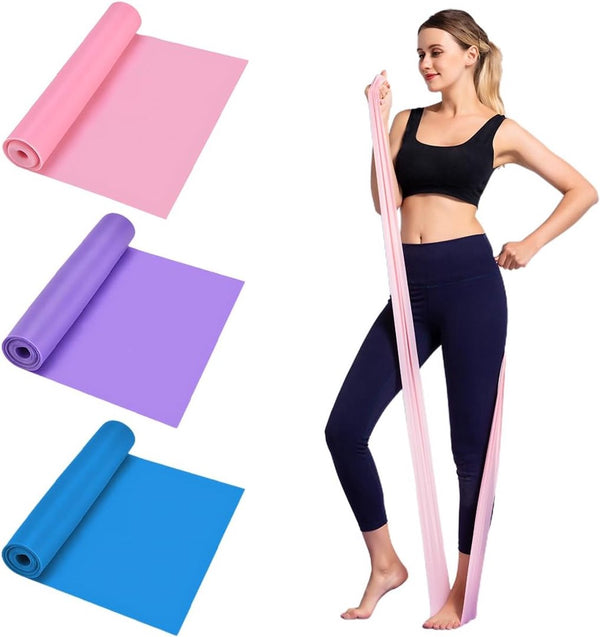 3-Piece 1.5m Silicone Resistance Bands Set for Yoga, Pilates, Fitness & Rehabilitation