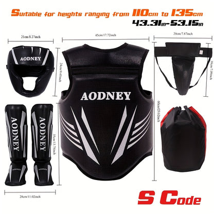 5-Piece Sanda & Boxing Protective Gear Set – Thick PU Training Protection