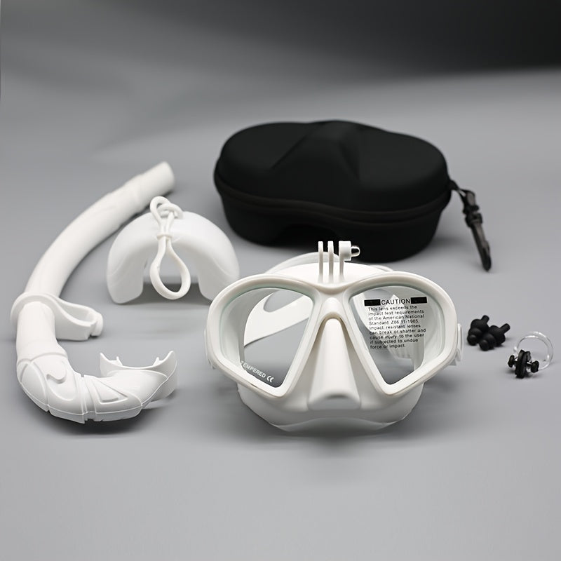 Low Volume Freediving Mask with Camera Mount – Tempered Glass & Adjustable Silicone Strap – Black