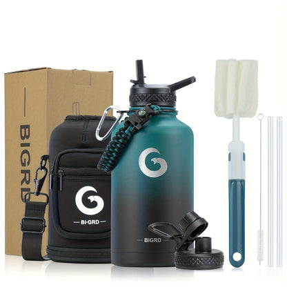Large Insulated Stainless Steel Water Bottle – 40oz &amp; 64oz with Accessories