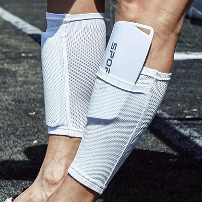 4-Piece Soccer Shin Guard Set with Compression Sleeves and Leg Straps