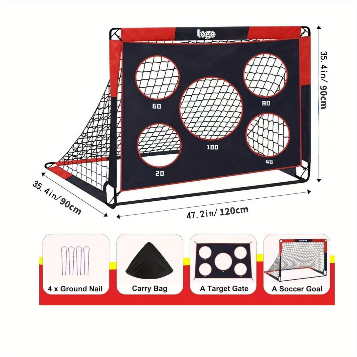 2-in-1 Portable Football Goal – Durable Oxford Fabric &amp; Steel Frame