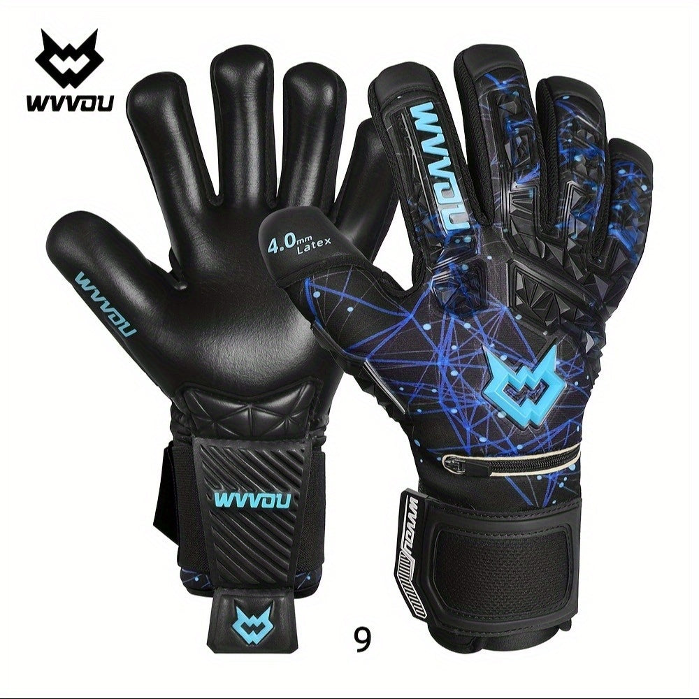 Adult Football Goalkeeper Gloves with Finger Protection and Sticky Latex Grip