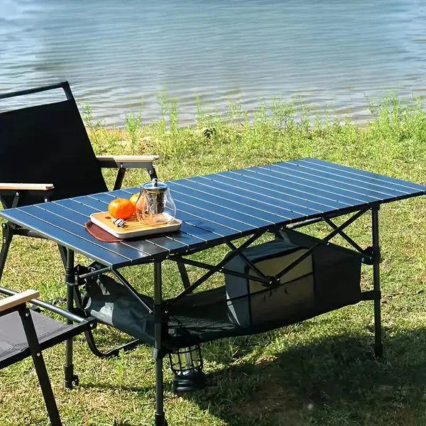 Portable Folding Outdoor Table with Mesh Pocket &amp; Storage Bag