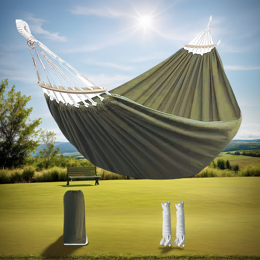 Extra-Wide Two-Person Canvas Hammock with Carry Bag