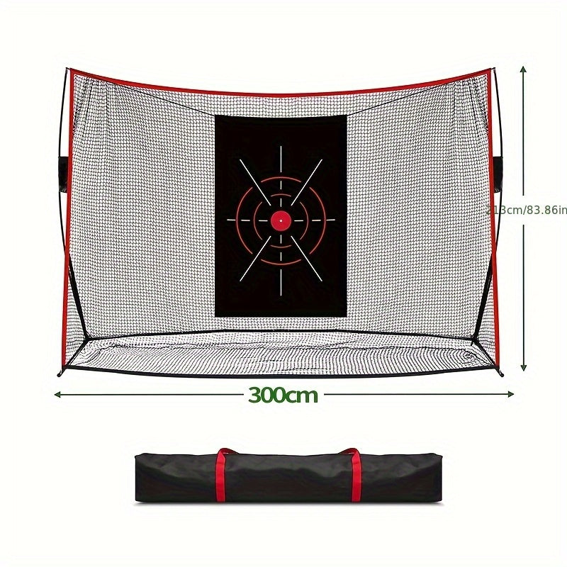 Golf Practice Hitting Cage Net with Target Cloth – Portable, Durable, Indoor & Outdoor, 300×213cm